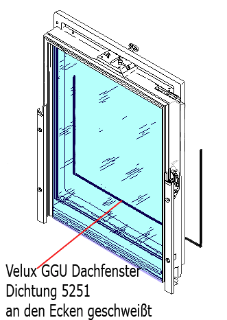 (3,89€/m) Velux Fenster Dichtung,54mm Breite, f. PVC Dachfenster  Lüftungsklappen